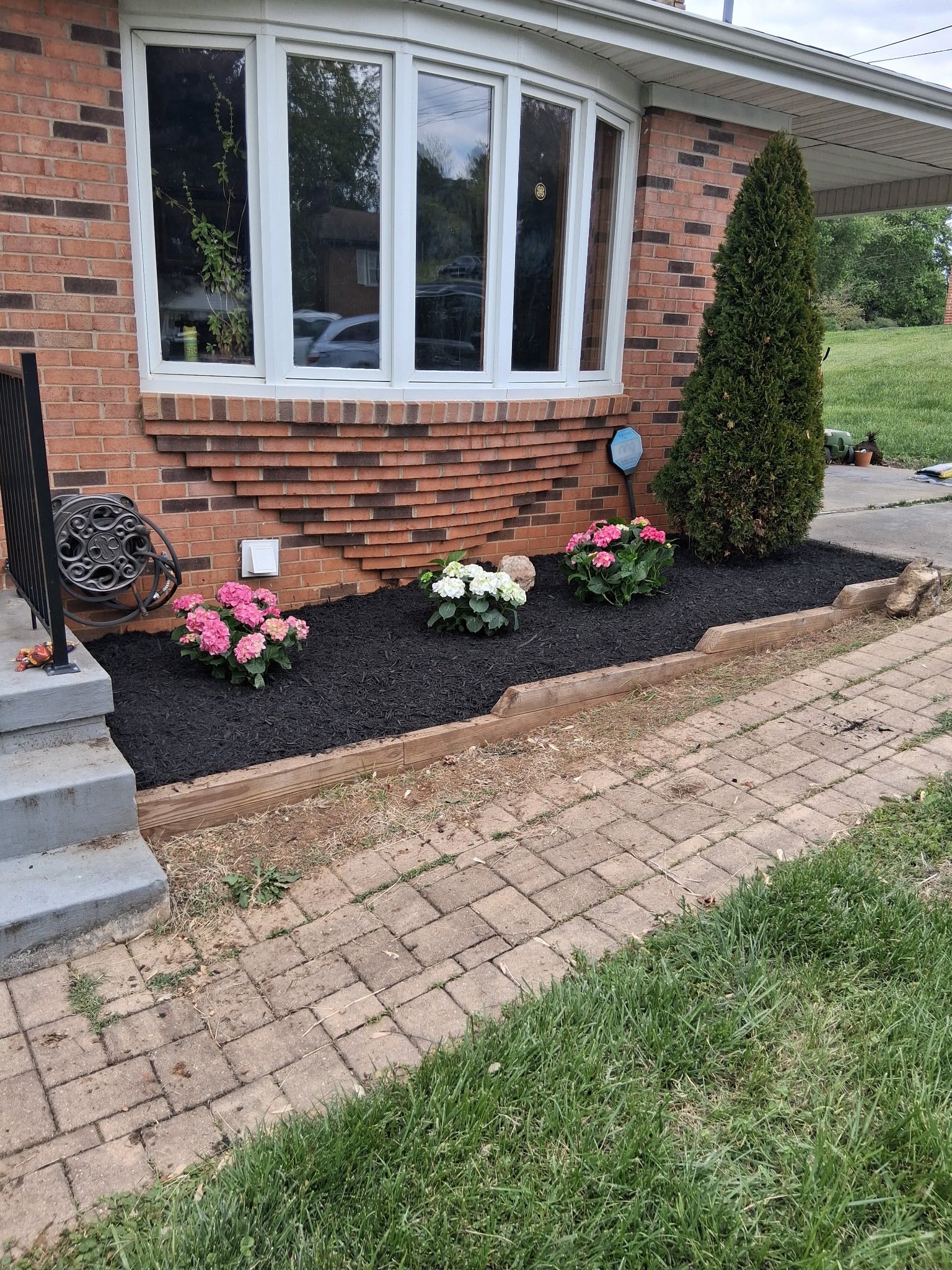 Flower bed installation with hydrangeas in Front Royal VA